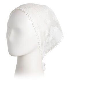 BUSBEE White Embroidered Head Scarf